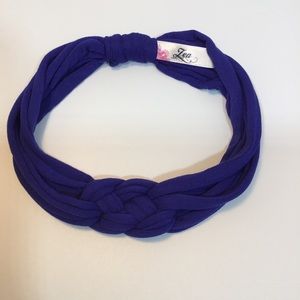 Knotted headband Royal blue  handmade turban